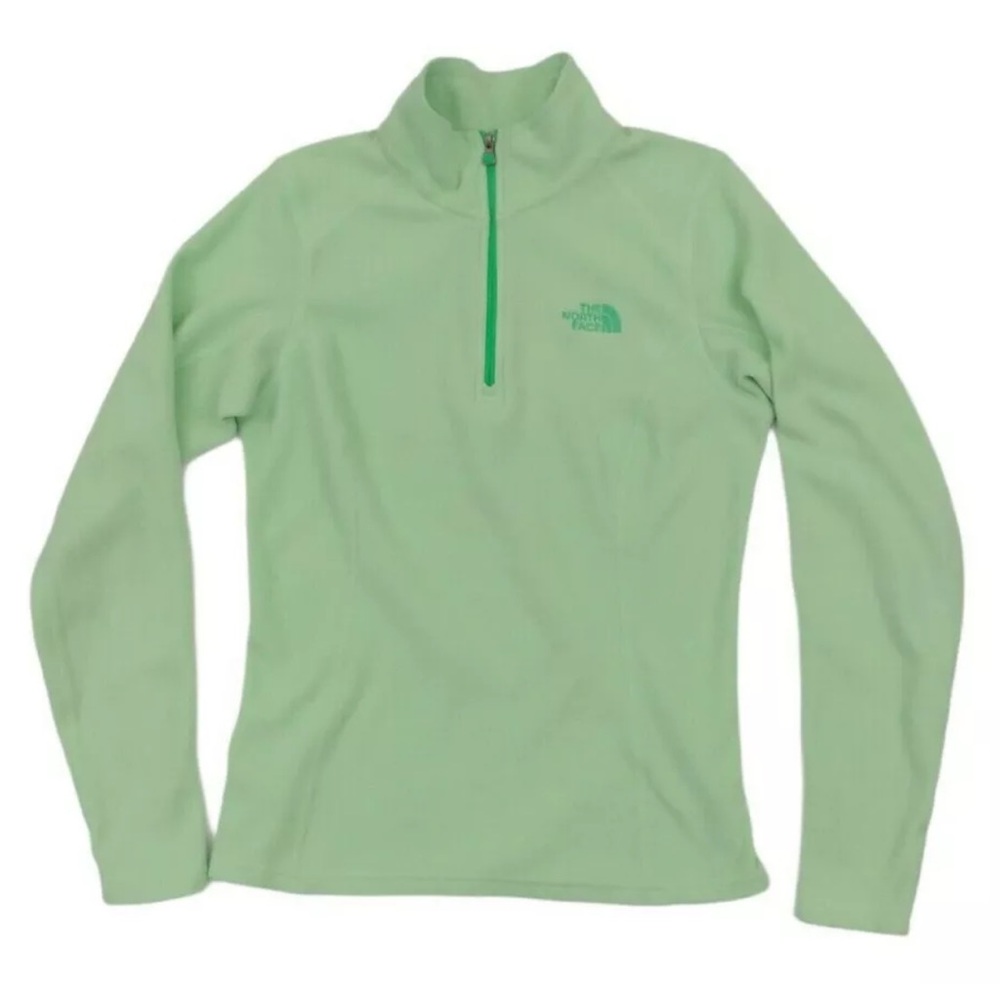The North Face Women's 1/4 Zip Fleece Pullover M Green Long Sleeve Light green